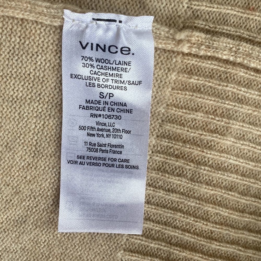 Vince Mid Length Rib Trim Cashmere Cardigan Size Small - Picture 9 of 9